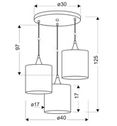 Hanging lamp black plate 3xE14 Long 33-73969