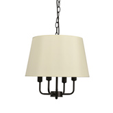 Pasteri Hängelampe schwarz matt 4x40w e14 beige Lampenschirm 31-01368