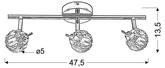Lampa sufitowa BOMBOLA listwa ze szklanymi kloszami regulowana 3-punktowa do salonu