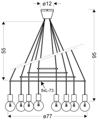 Lampa suspendata carna mat 8xE27 cu doua circuite Alto 38-70951