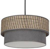 Karrara lampa wisząca czarny 1x60W E27 abażur szaro beżowy+szary