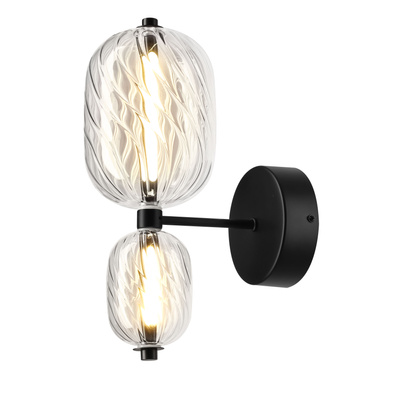PLAYA wall lamp black 10W LED 3000K oval clear shade