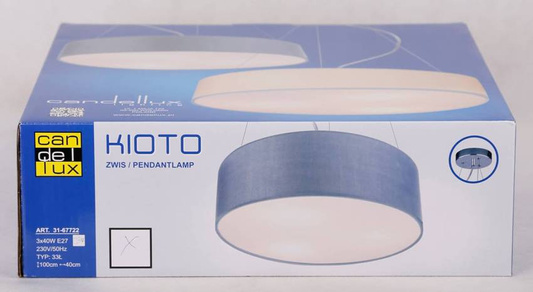 Lampe suspendue ronde grise 40cm réglable 3x40W Kyoto Candellux 31-67722