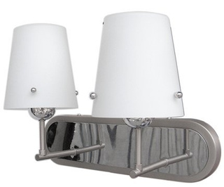 Double chrome/satin wall lamp with white glass shade 2x60W E27 Tango Candellux 22-57245