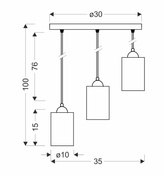Lampă suspendată 3xE27 35cm negru/maro Bistro 33-00576