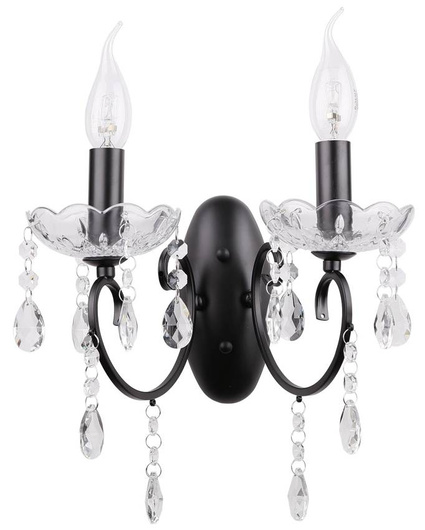 Applique murale noire double avec cristaux Aurora Candellux 22-73723