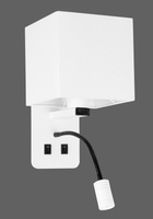 Weiße Hotelwandleuchte mit LED-Leselampe Magnum Candellux 21-75666