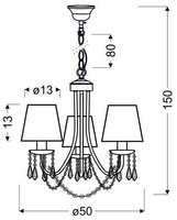 Suspension lustre chrome / beige 3x40W Ruti Candellux 33-58713