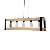 Lampa suspendata metal negru + lemn 5x40W E27 Varna 35-79282