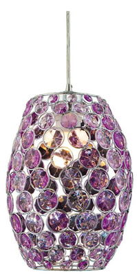 Lampa wisząca Corn pojedyncza metalowa fioletowa do sypialni E27