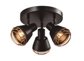 Plafonnier plafond noir abat-jour en cuivre 3xE14 40W Neria 98-83111