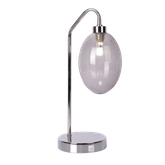 Bedside lamp LUKKA silver with glass grey shade cosy lighting for bedroom and living room LED