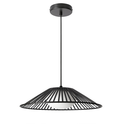 Pendant lamp Sonte 50 black with white glass shade over table