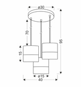 Bianco lampa wisząca biały talerz 3x40w e27 abażur biały+orzechowy