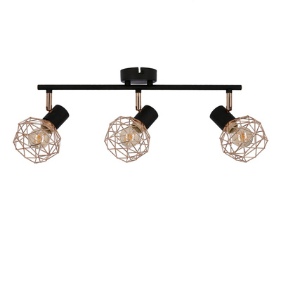 Lampa de perete cu banda tripla abajur negru cupru Acrobat 93-22219
