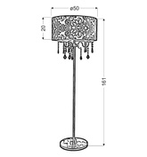 Lampa podłogowa chromowa / czarna z kryształkami Sottile Candellux 53-73945