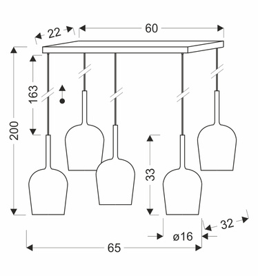 Lampa wisząca Glaxi szklane kolorowe klosze 5xGX53 nad stół do salonu i jadalni