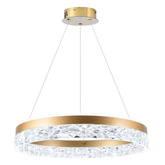 Hanging lamp FROZI in glamour style gold shade with crystals elegant and modern LED living room lighting