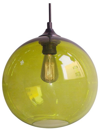 Hanging lamp glass ball green + Edison bulb 31-29546