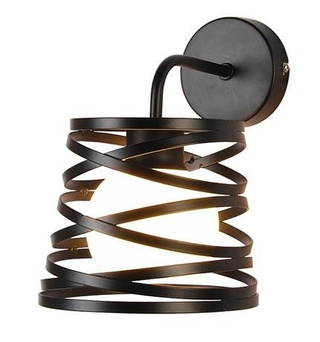 Schwarze Wandleuchte aus Metall + Glasschirm Akita Ledea 50401058