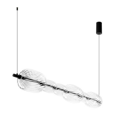 PLAYA suspension noire horizontale 17W LED 3000K abat jour transparent