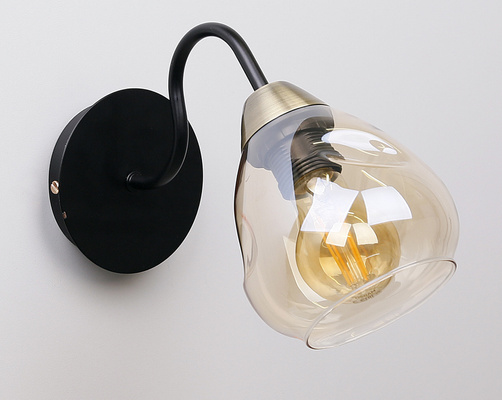 Wall lamp black / gold smoked glass 1xE27 Unica 21-00866