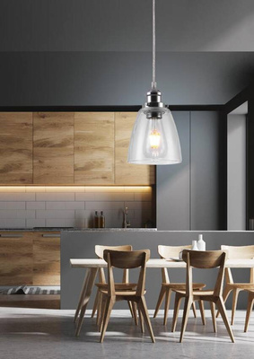 Chrome pendant lamp with glass shade Voice Candellux 31-70821