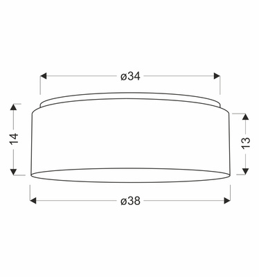 KIDDY lampa sufitowa 38 cm biały 2x40W E27 abażur biały z szarą oblamówką