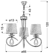 Lampă suspendată crom / abajur țesut alb 3x40W Arnika Candellux 33-21663