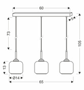 Lampa wisząca Estima potrójna szklana z kloszem do jadalni czarna E27