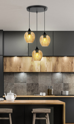 Plafonnier noir/plaque marron 3xE27 Aspa 33-00613