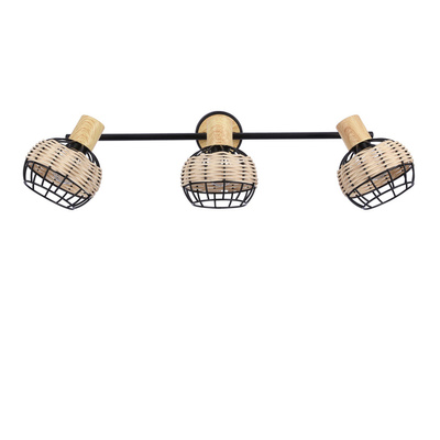 Tajga ceiling lamp black + wooden strip 3x40w e14 black + wooden lampshade