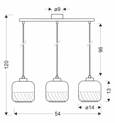 Lampa wisząca Marla potrójna z kloszami szklana czarna do salonu E27