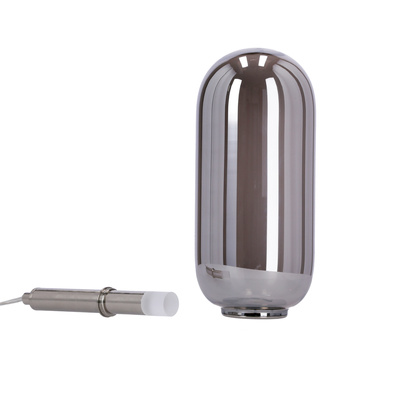 Hanging lamp FIUGGI silver with elongated glass shade modern LED lamp over table