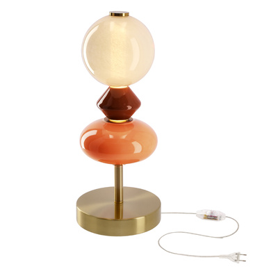 FLORES table lamp brass brown 10W LED 3000K white shade