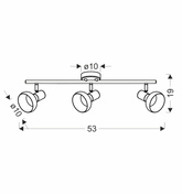 Lampa sufitowa Puerto listwa 3-punktowa do salonu metalowa
