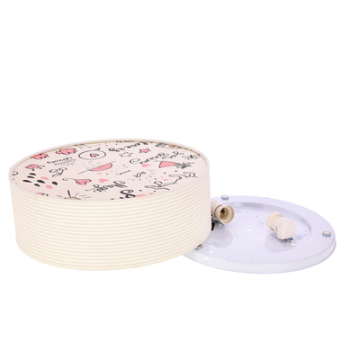 KIDDY lampa sufitowa 38 cm biały 2x40W E27 abażur paski beżowe