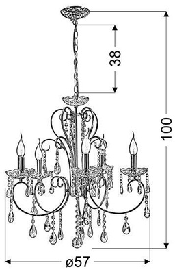 Suspension chromée avec lustre en cristaux 5x40W Aurora Candellux 35-96152