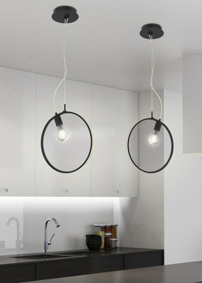 Pendant lamp SKIROS black ring minimalist ring shaped LED lamp 4000K with E27