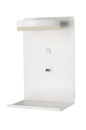 White LED wall lamp with a phone shelf USB charger Compact Candellux 21-76052