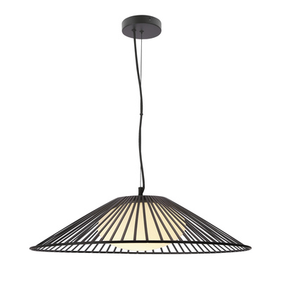 Pendant lamp Sonte 60 black with white shade over table GX53