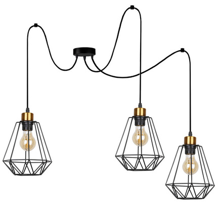 Hanging lamp black and gold 3 Primo P 33-00293