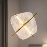 RELAX square brown pendant lamp 15W LED 3000K white shade