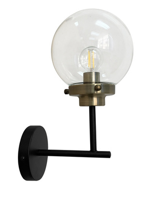 Wandleuchte mattschwarz + patinierte E14-Glasabdeckung Lens 21-01283
