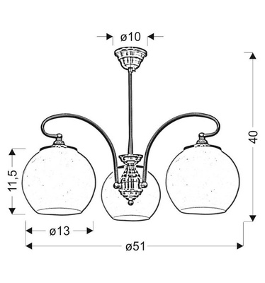 Plafoniera suspendata 3X60W E27 cupru patinat ORBIT 33-69351