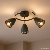 Plafoniera Luxan 39x39 negru 48w led 4000k led s. alb