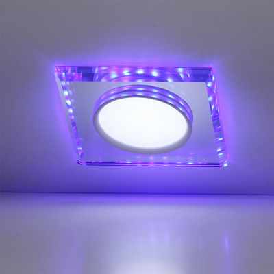 Plafonnier LED carré chrome/bleu SSP-22 2263892