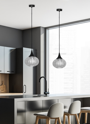 Lampe suspendue noir/clair 145mm Exeter Ledea 50101275