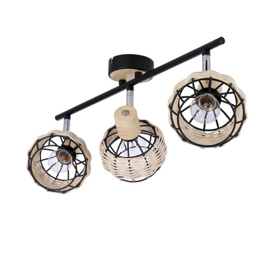 Tajga ceiling lamp black + wooden strip 3x40w e14 black + wooden lampshade