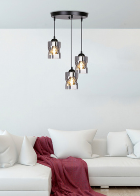 Hanging lamp black/smoke plate 3xE27 Felis 33-00200